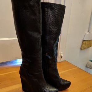 Boutique 9 Leather Tall Pipe Wedge Boots